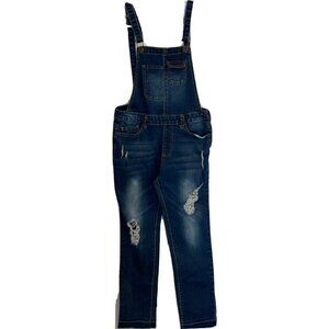 Monkey Ride Jean Premium Jr Denim Straight Leg Pocket Bib Overall Raw Hem Pant-M